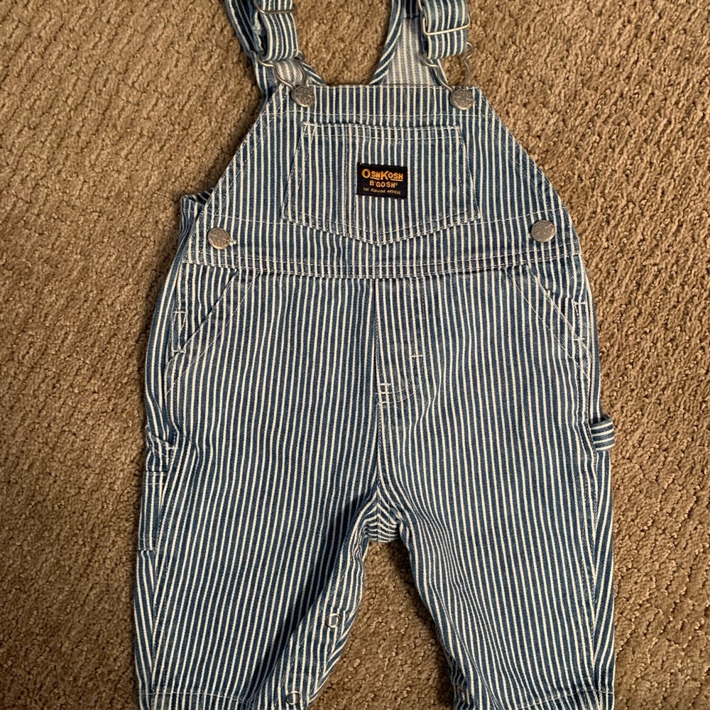 Oshkosh railroad stripe bib overalls 3-6 month
